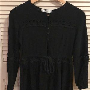 Nasty Gal Black Button Down Front w/ tie waist